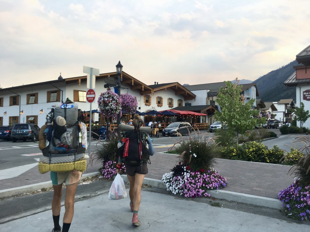 Hiker trash roaming the Bavarian-themed Leavenworth, WA.