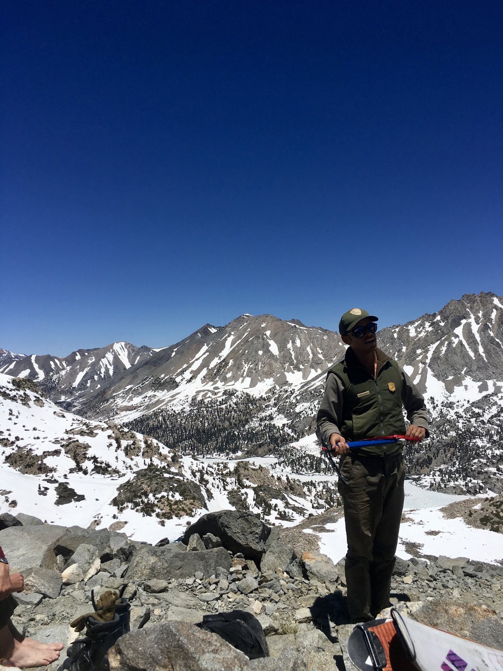 Ranger Victor giving us an impromptu lesson on how to self-arrest using an ice axe.