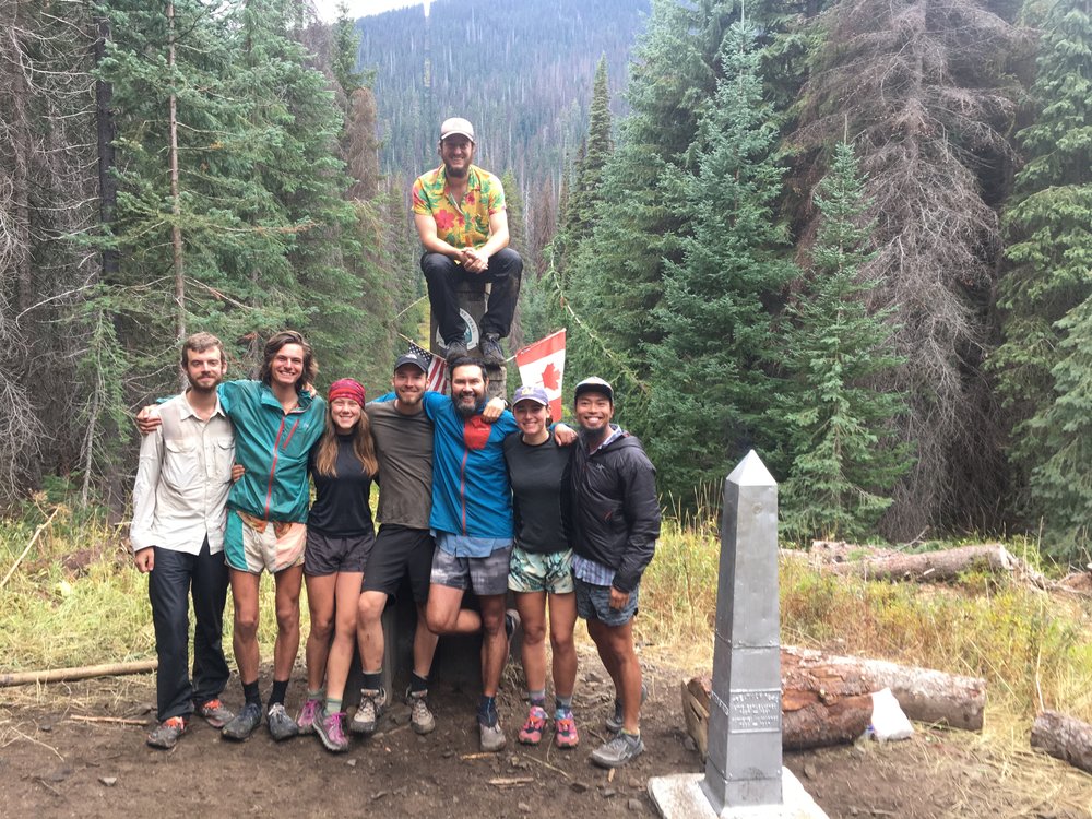 Hatchet, Nobody, Indigo, Doggy, Blis, Trailname, Happy Feet and me at the Northern Terminus