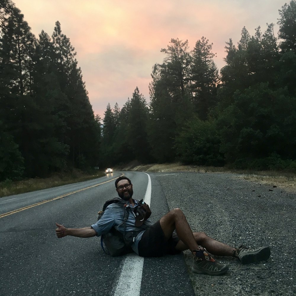 Blis trying to hitch a ride into Seiad Valley, CA