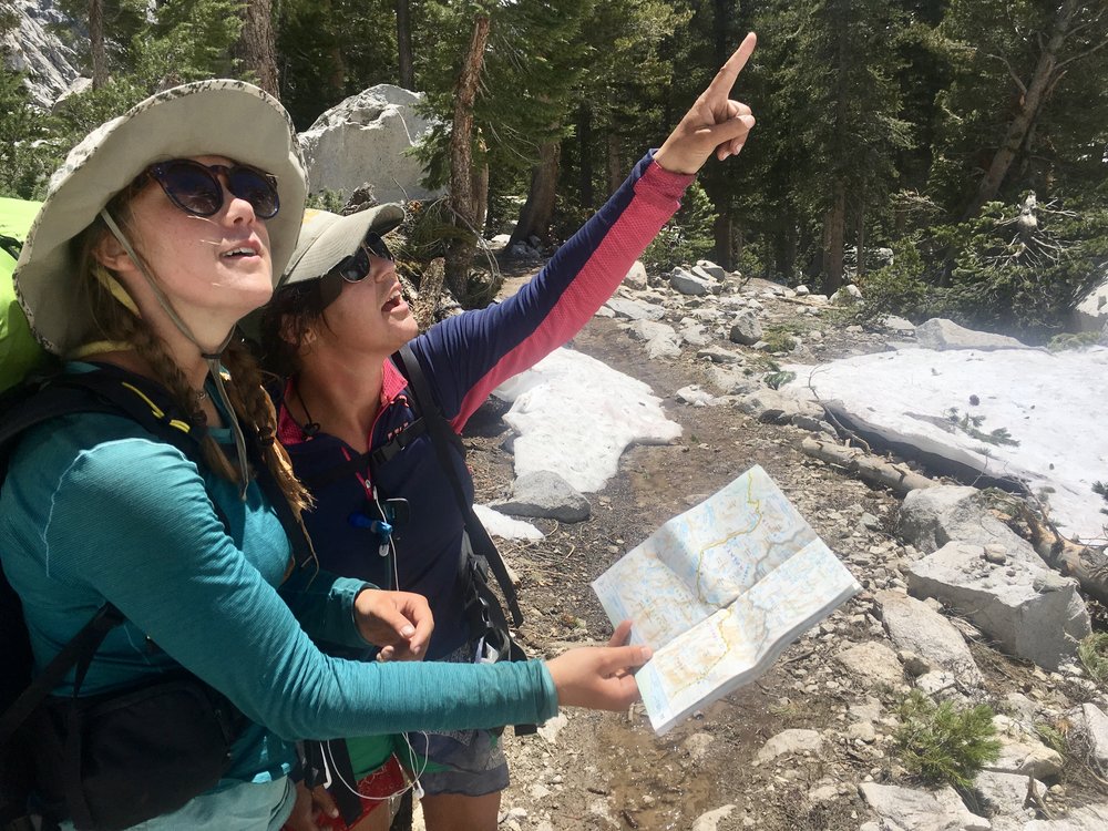 Indigo and Airplane Mode navigating the Sierras in a definitely not staged picture.