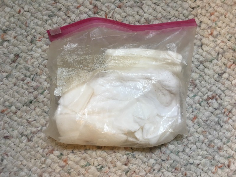 Yes, this is just a picture of a Ziploc bag full of  baby wipes  that I don’t know what to do with now that I’m off trail.